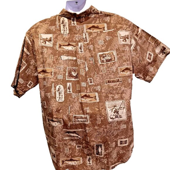 Roundtree Yorke Mens XL Fly-Fishing All Over Print Button Up Shirt - Picture 2 of 14